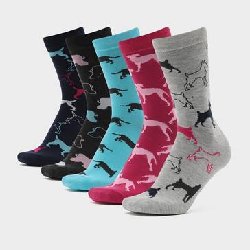 Multi DARE TO WEAR Womens Crew Socks 5 Pack Dogs