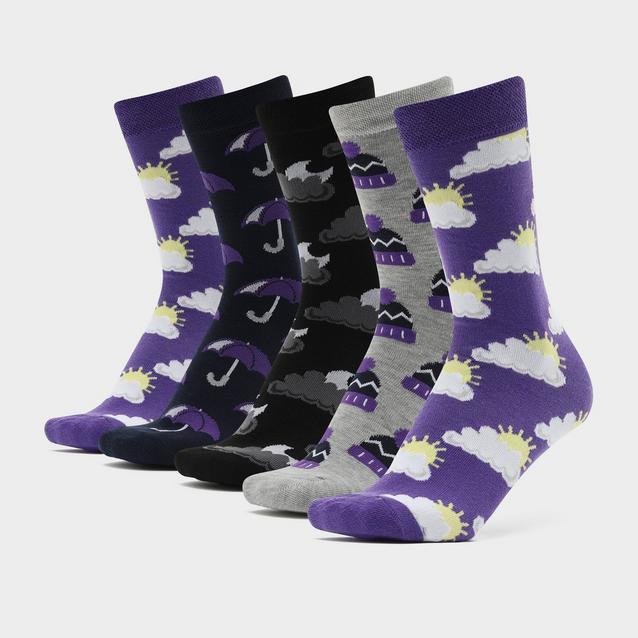 Purple DARE TO WEAR Womens Crew Socks 5 Pack Weather image 1