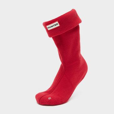 Red Hunter Kids Recycled Fleece Boot Socks Red