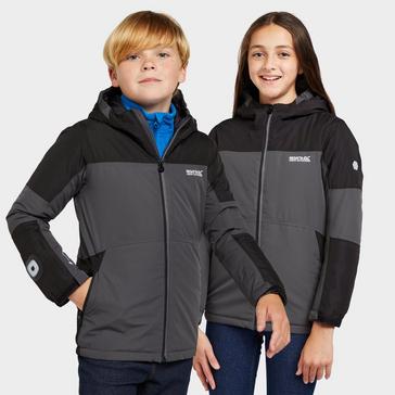  Regatta Kids Beamz II Waterproof Jacket Grey/Black