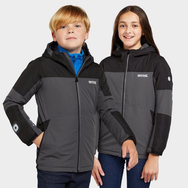  Regatta Kids Beamz II Waterproof Jacket Grey/Black image 1