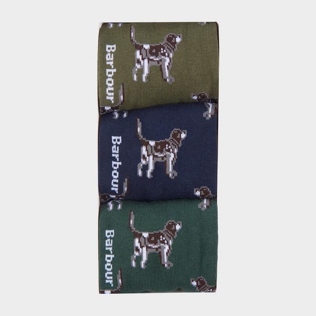 Green Barbour Mens Pointer Dog Socks Gift Box Blue/Green image 1