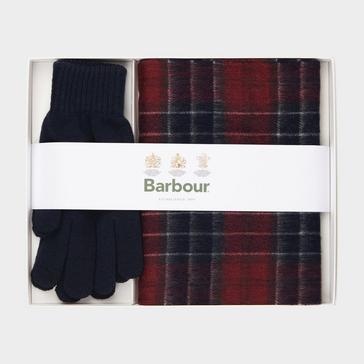 Blue Barbour Mens Scarf & Glove Gift Set Navy