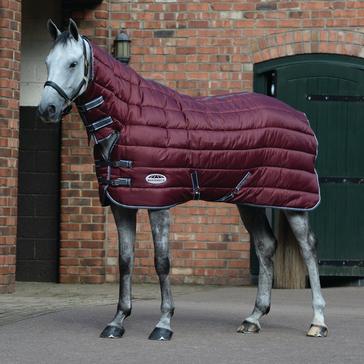 Burgundy WeatherBeeta ComFiTec 210D Channel Quilt Heavy Weight Combo Neck Stable Rug  Maroon/Grey/White