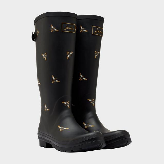  Joules Womens Welly Print Black Metallic Bees image 1