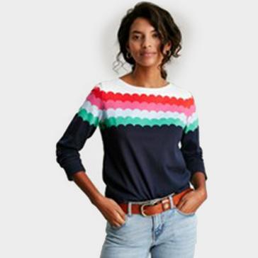 Multi Joules Womens Harbour Long Sleeve Top Multi Scallop Stripe