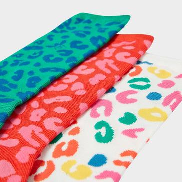 Multi Joules Womens Excellent Everyday 3 Pack Socks Cream Leopard