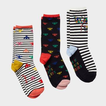  Joules Womens Excellent Everyday Eco Vero 3 Pack Socks Multi Bee