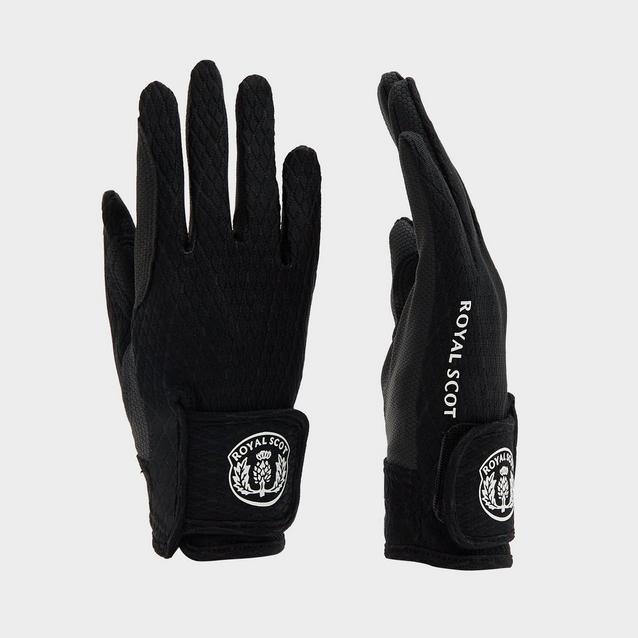 Black Royal Scot Adults Silicone Grip Riding Gloves Black image 1