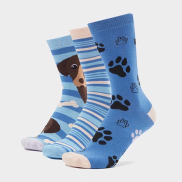 Blue Platinum ​Wild Feet Women's 3 Pack Fashion Socks Navy Dog