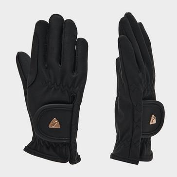 Black Aubrion Childs PU Riding Gloves Black