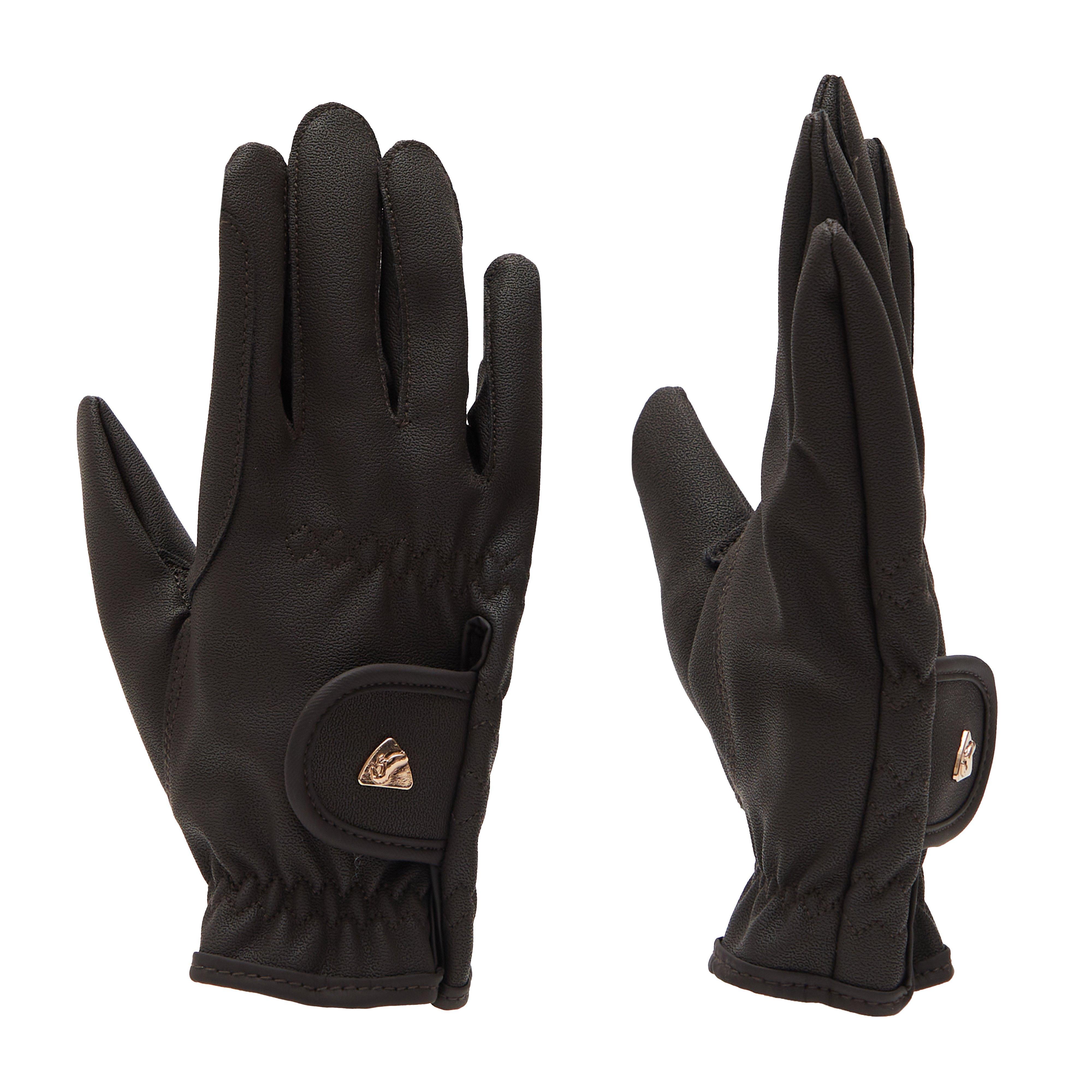 Childs PU Riding Gloves Brown