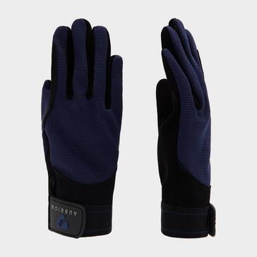 Blue Aubrion Kids Mesh Riding Gloves Navy