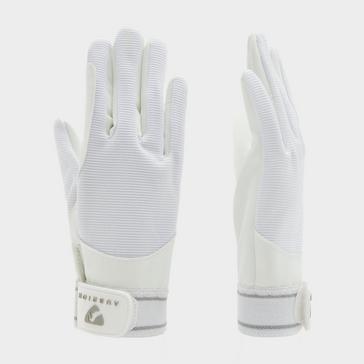 White Aubrion Kids Mesh Riding Gloves White