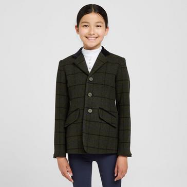 Green Aubrion Childs Saratoga Tweed Jacket Dark Green Check