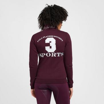 Red HV Polo Womens Favouritas Gold Sweat Cardigan Dark Berry