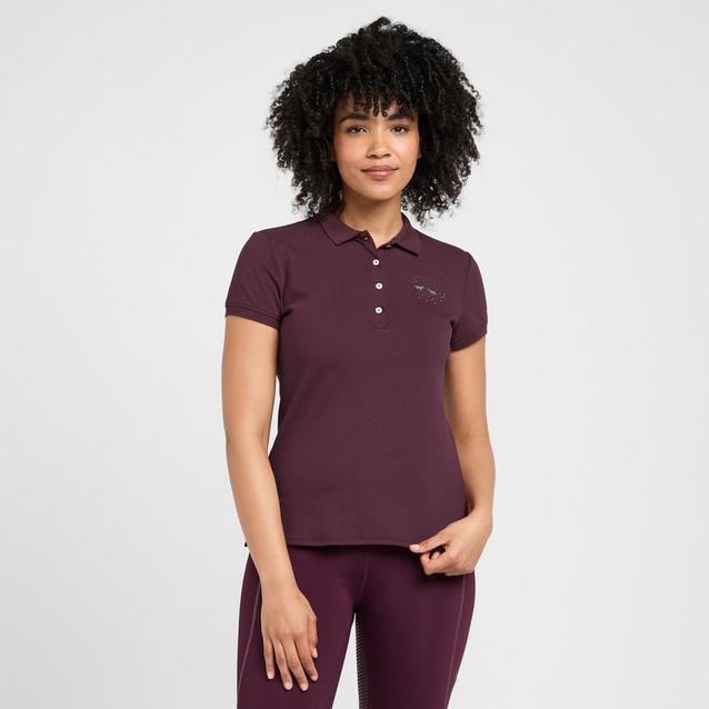 Red HV Polo Womens Classic Short Sleeved Polo Shirt Dark Berry image 1