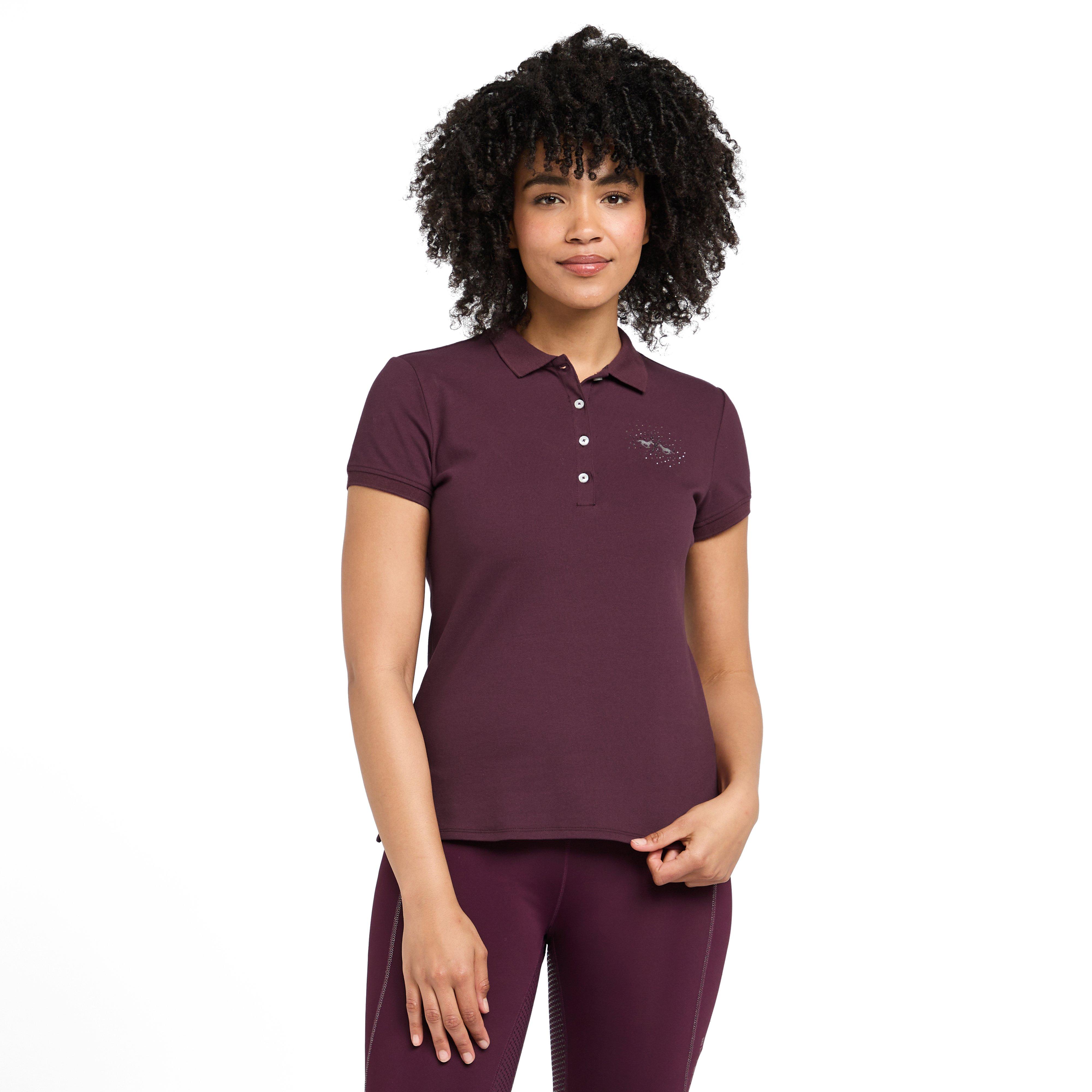 Womens Classic Short Sleeved Polo Shirt Dark Berry
