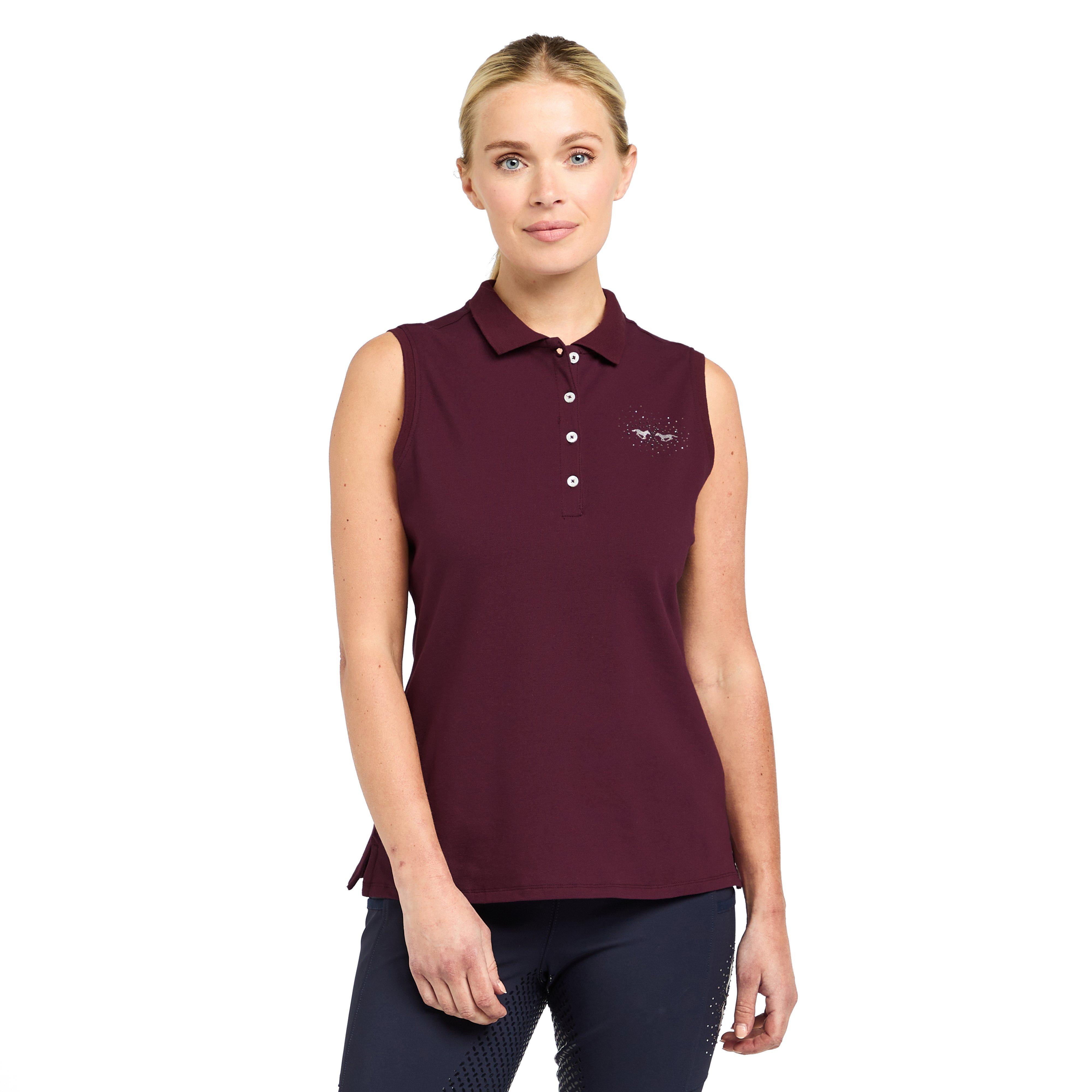 Womens Classic Sleeveless Polo Shirt Dark Berry