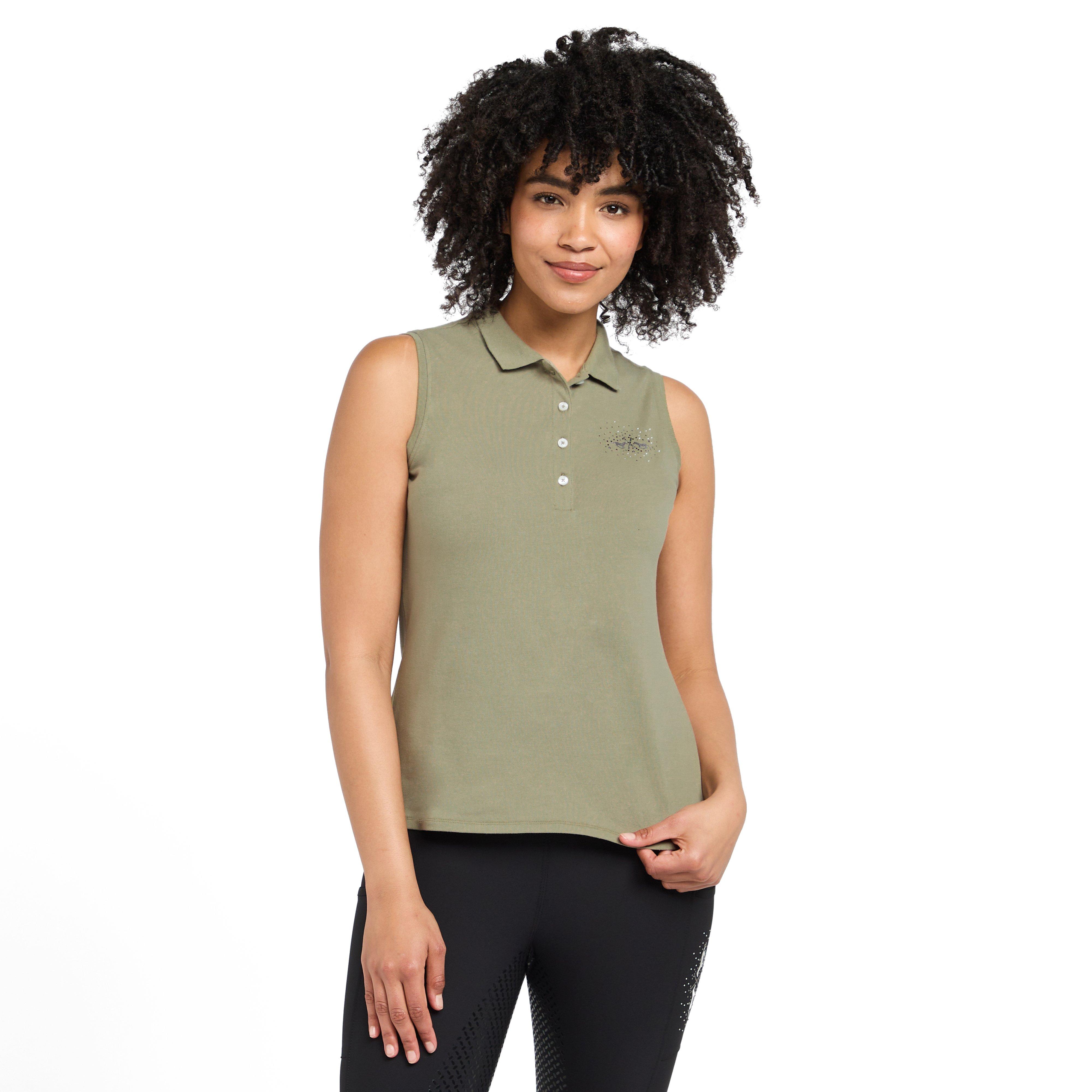 Womens Classic Sleeveless Polo Shirt Oil Green