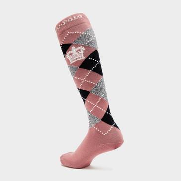 Pink HV Polo Argyle Socks Grey Soft Blue
