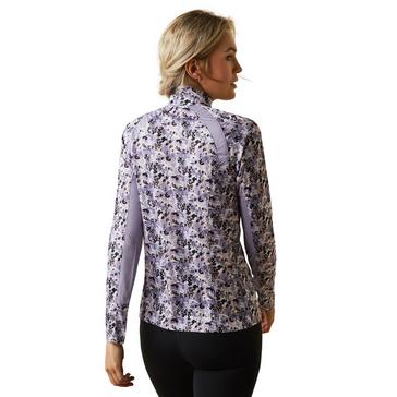 Grey Ariat Womens Sunstopper 2.0 1/4 Zip Base Layer Grey Camo Floral