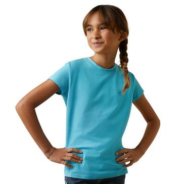 Blue Ariat Kids Varsity Camo T-Shirt Maui Blue