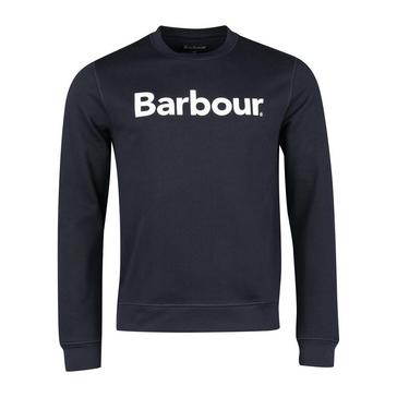 Navy Barbour Mens Logo Crew-Neck Sweatshirt Navy