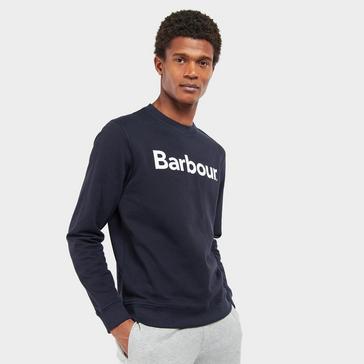 Blue Barbour Mens Logo Crew-Neck Sweatshirt Navy