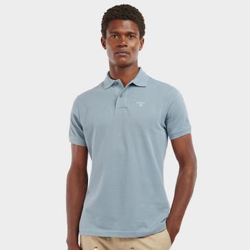 Blue Barbour Mens Sports Polo Shirt Washed Blue