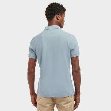 Blue Barbour Mens Sports Polo Shirt Washed Blue