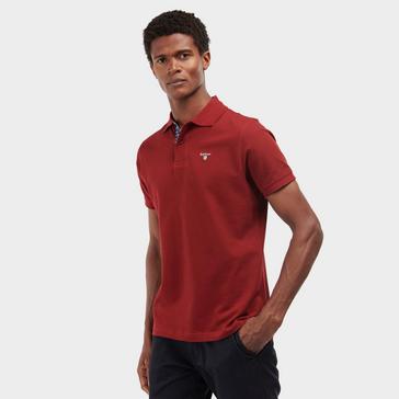 Red Barbour Mens Tartan Qique Polo Shirt Wine