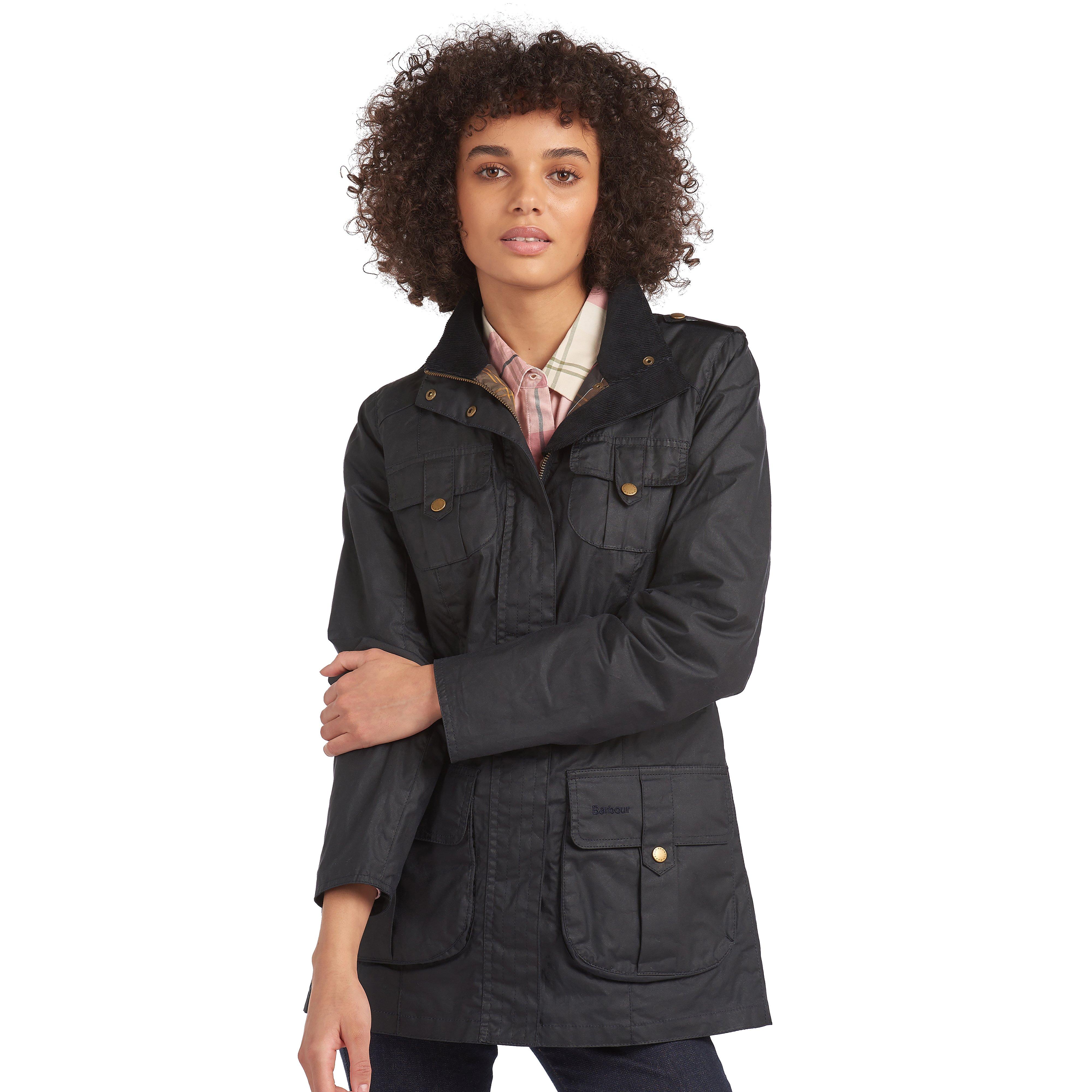 Womens Lightweight Defence Waxed Cotton Jacket Navy