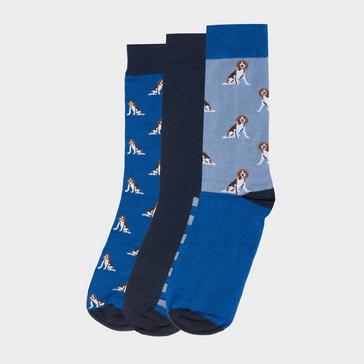 Blue Barbour Mens Beagle Dog Sock Set Blue Beagle