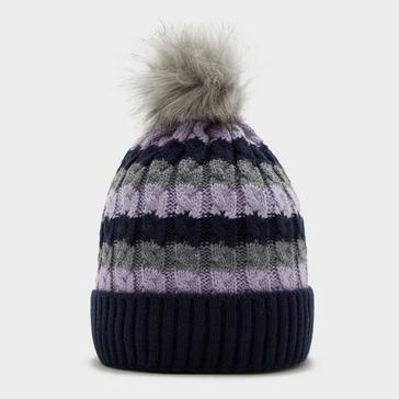 Multi Platinum Womens Waterproof Knit Pom Pom Hat Navy/Lilac/Grey