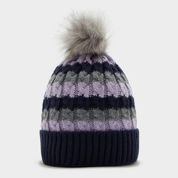 Multi Platinum Womens Waterproof Knit Pom Pom Hat Navy/Lilac/Grey