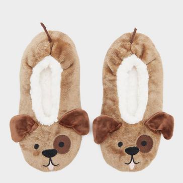 Brown Platinum Adults Fluffy Footsie Slippers Dog