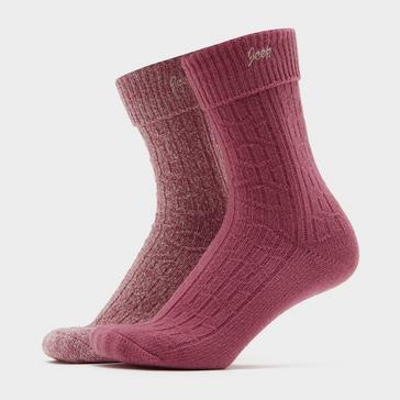 Pink Jeep Womens Super Soft Brushed Boot Socks Cerise/Cream