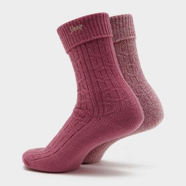 Pink Jeep Womens Super Soft Brushed Boot Socks Cerise/Cream