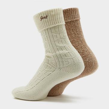 Brown Jeep Womens Super Soft Brushed Boot Socks Taupe/Cream