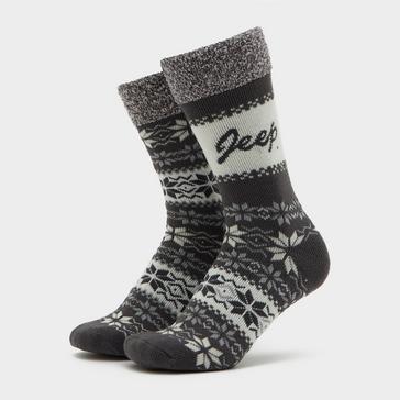 Grey Jeep Womens Brushed Thermal Boot Socks Slate/Cream