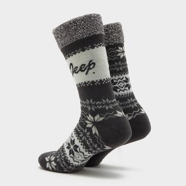 Grey Jeep Womens Brushed Thermal Boot Socks Slate/Cream