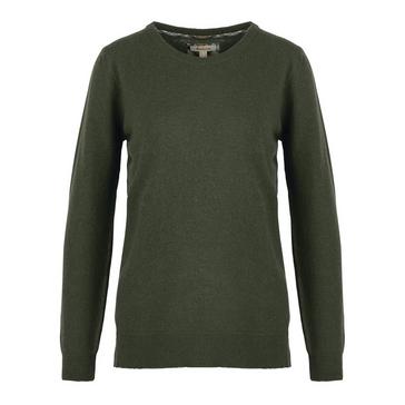 Green Barbour Womens Pendle Knitted Jumper Warm Olive/Fawn