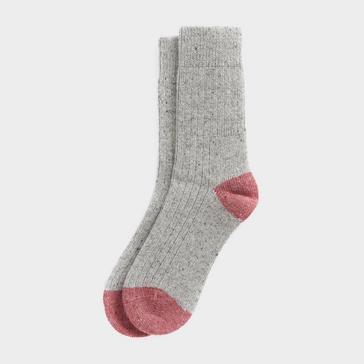 Grey Barbour Womens Houghton Socks Light Grey/Pink
