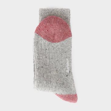 Grey Barbour Womens Houghton Socks Light Grey/Pink