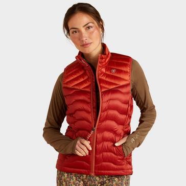 Red Ariat Womens Ideal Down Gilet Iridescent Red Ochre/Burnt Bri