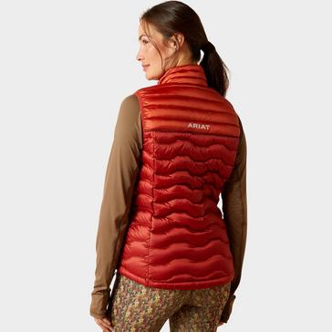 Red Ariat Womens Ideal Down Gilet Iridescent Red Ochre/Burnt Bri