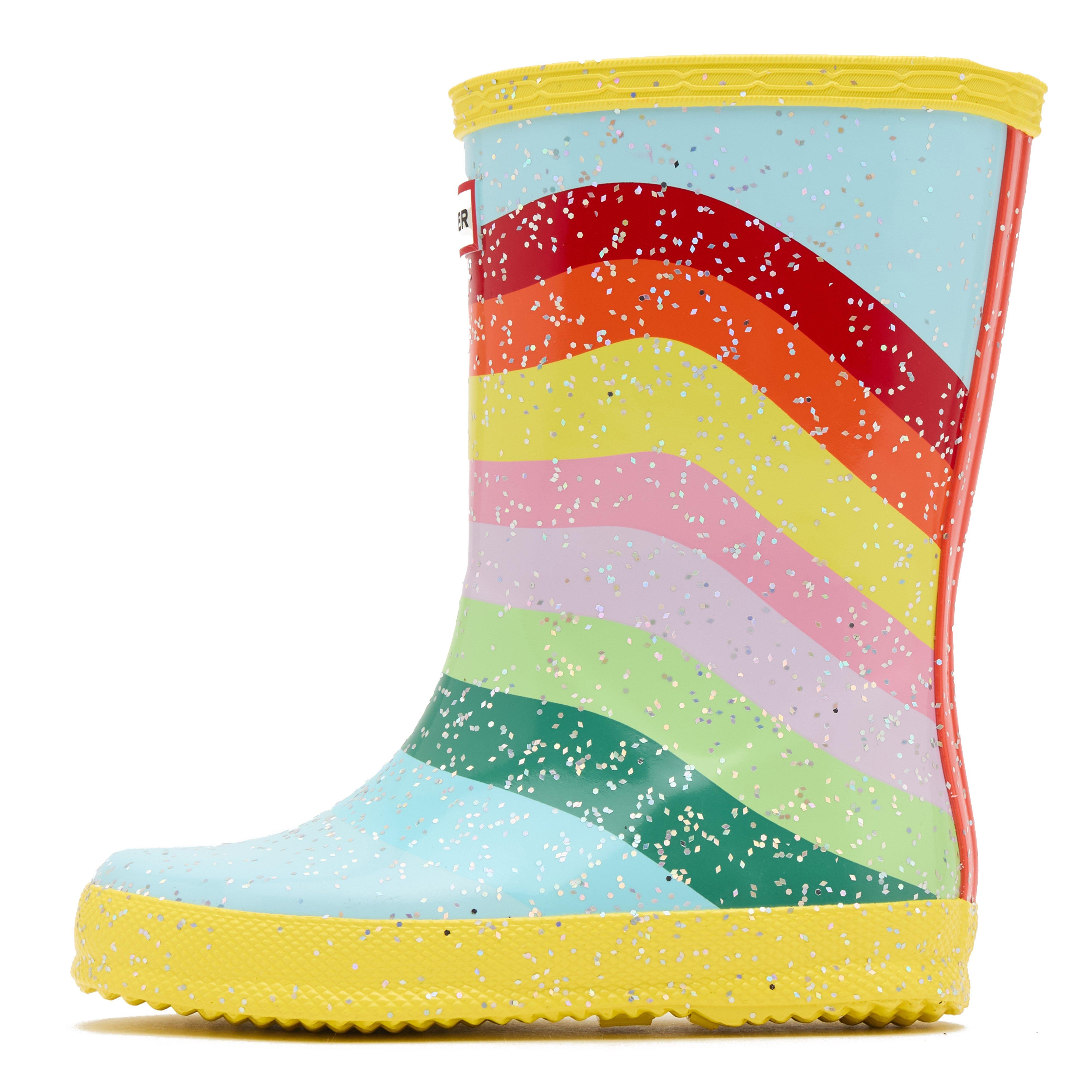 Original First Glitter Wellington Boots Rainbow