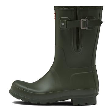 Green Hunter Mens Original Short Side Adjust Wellington Boots Dark Olive