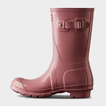 Pink Hunter Womens Original Short Gloss Wellington Boots Pink